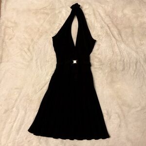 NWT Versace Collection by Donatella Medusa Maglia Black Halter Flare Dress